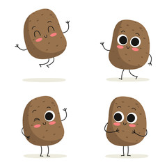 Potato. Cute vegetable character set isolated on white