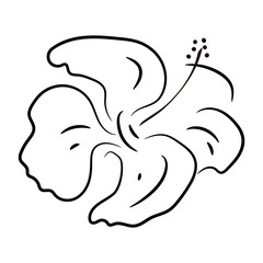 Silhouette of a hibiscus flower. Floral vector art 