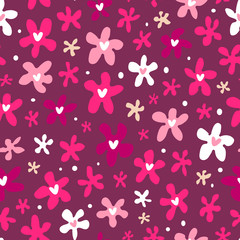 Floral seamless pattern on purple background
