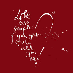 Sketch of a heart with an expression about love