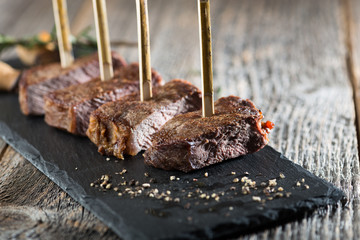 Rumpsteak Stückchen als Vorspeise