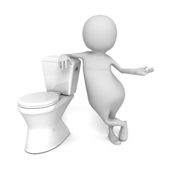 Abstract White 3d Person With Toilet