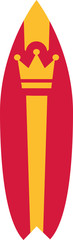 Red surfboard with crown