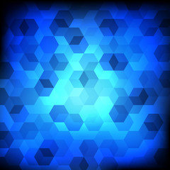 Vector : Abstract hexagons on blue background