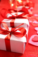 gifts with red ribbons