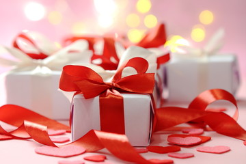 gifts with red ribbons