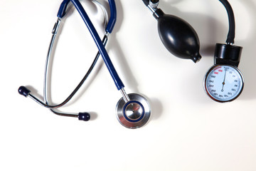 Blood pressure meter medical equipment isolated on white