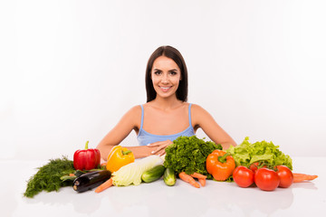 Smiling beautiful girl eating  healthy food