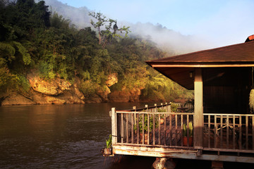 Kwai river in Thailand at morning