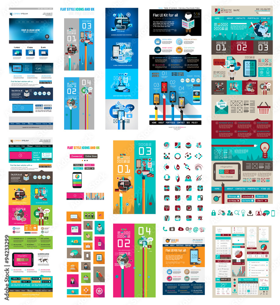 Poster mega collection of website templates, web headers, footers, menu, drop menu, website icons, design e