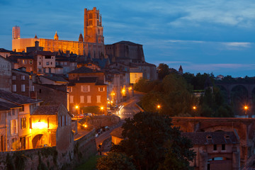 View of the Albi, France at night