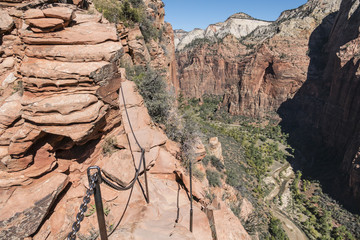 Cliffside Hand Chain on Angels Landing in Zion National Park