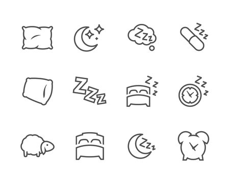 Lined Sleep Well Icons