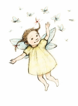little fairy with butterflies