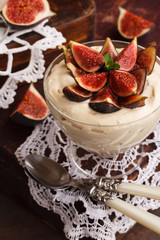 Tiramisu in a glass with fresh figs