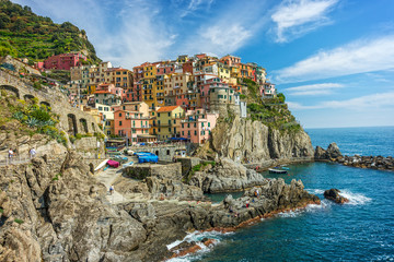 Fototapeta na wymiar Colorful town on the rocks Cinque Terre Liguria Italy