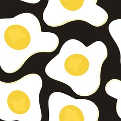 seamess pattern with fried eggs on black
