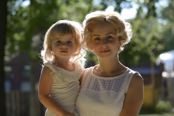 Mother and daughter in the park