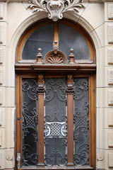Old wooden arched window