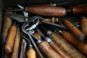 Kit-bag of old hand tools