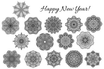 Set of hand drawn Snowflakes.Vector file organized in groups for easy editing. Use for wallpapers, pattern fills, web pages elements and etc.