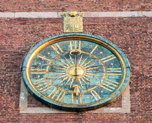 Fototapeta na wymiar Baroque clock on a Clock tower od Wawel cathedral, Krakow, Poland