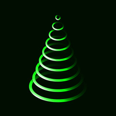 Neon shining green oval christmas tree