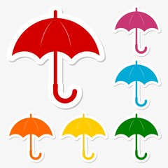 Umbrella icons stickers set
