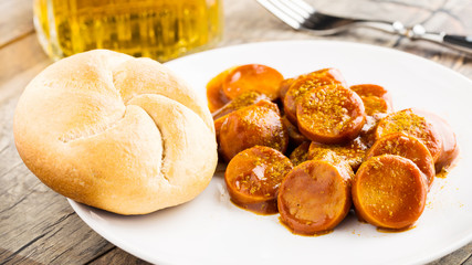 Currywurst - fried sausage with ketchup