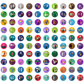 Flat People - Different Occupation Set. Collection Of Colorful Icons