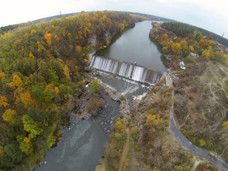 Aerial Photo of the dam on the Teteriv river