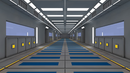 Futuristic corridor interior