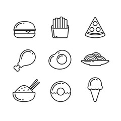 Fast food restaurant line icons