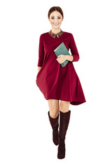 Smiling Girl Walking With Book