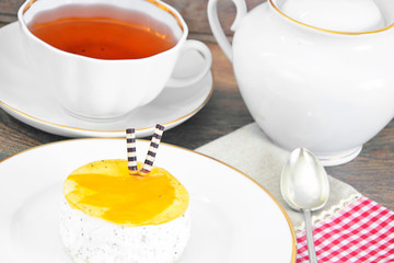 Diet and Healthy Food: Cheese Cake with Fruit.