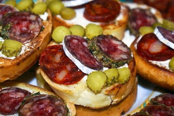 Sandwich with Sausage and Cucumber.