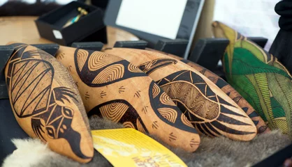 Zelfklevend Fotobehang Australian aboriginal boomerangs © SalenayaAlena