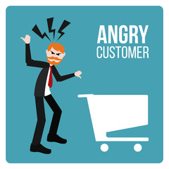 Angry Customer illustration over blue color background