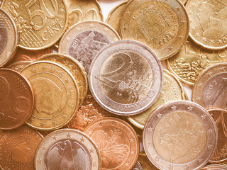 Retro looking Euro coins background