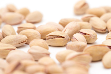 pistachios on a white background. close