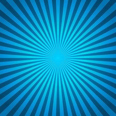 Blue vector background of radial lines. Comic book