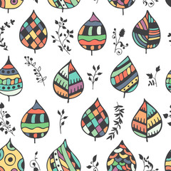 Seamless decorative floral pattern. Leaves and plants