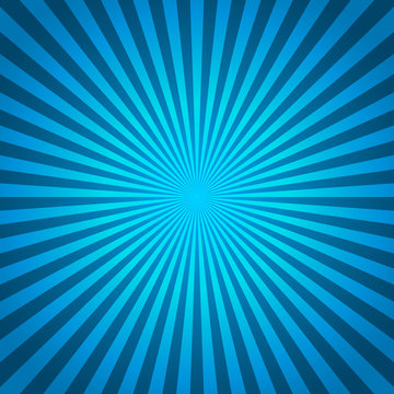 Blue vector background of radial lines. Comic book