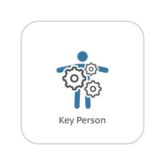 Fototapeta na wymiar Key Person Icon. Business Concept. Flat Design.