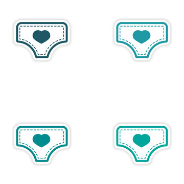 Set of stickers baby pants on white background