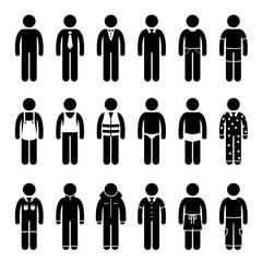Clothes Clothing Attire for Different Occasions, Time, and Activity Pictogram