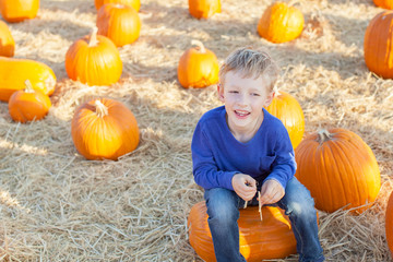 kid at pumpkin patch