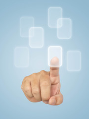 hand pushing a button