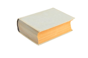 Old hardcover book, isolated on white background