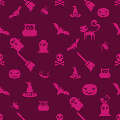 Halloween Pattern. Halloween Purple festive seamless pattern. Halloween vector background with copyspace. Halloween background.